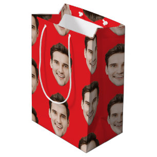 Custom Face Personalized Birthday Wedding Party Medium Gift Bag