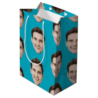 Custom Face Personalized Birthday Wedding Party Medium Gift Bag
