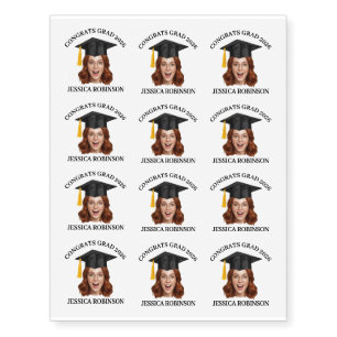 Custom Face Personalized Name Graduation sheet Temporary Tattoos