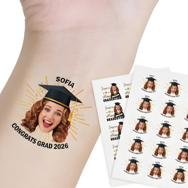 Custom Face Personalized Name Graduation sheet Temporary Tattoos (Creator Uploaded)