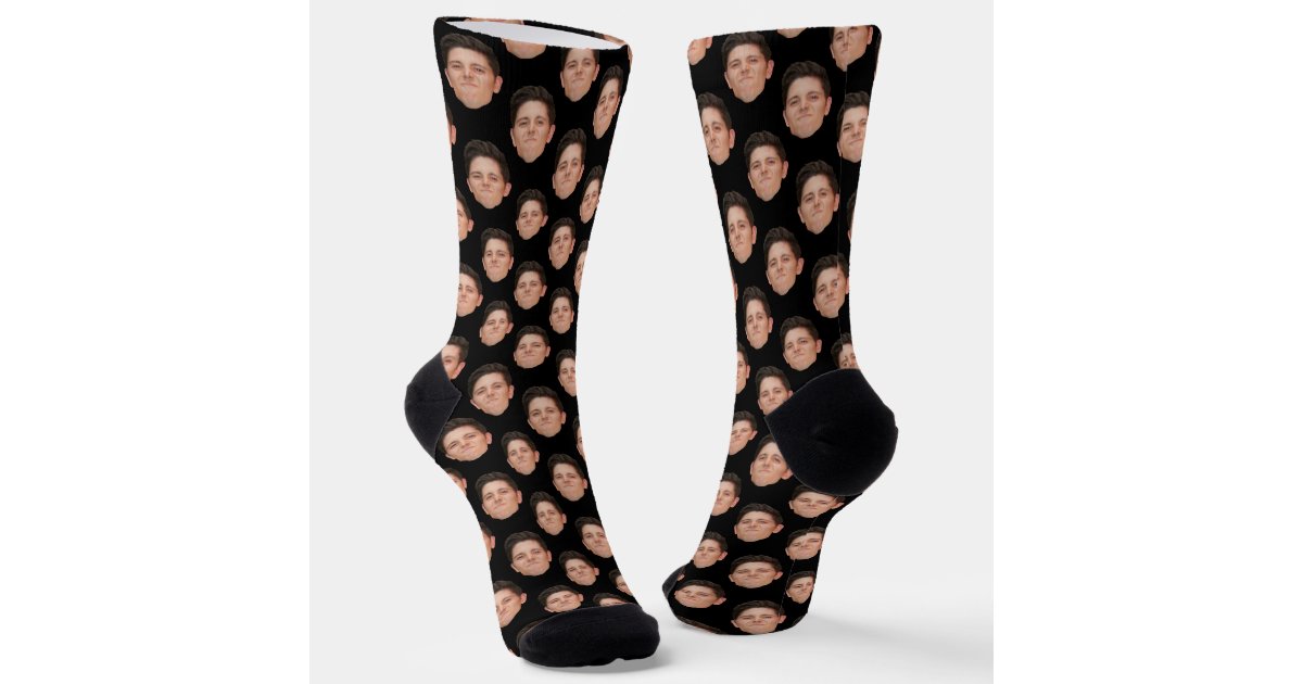 Face Pattern Socks Black main image 0