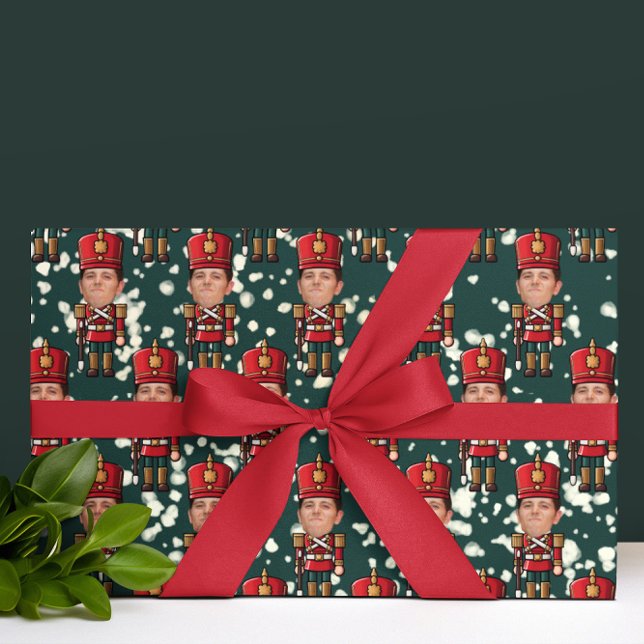 Custom Face Photo Christmas Nutcracker Gift Wrap (Creator Uploaded)