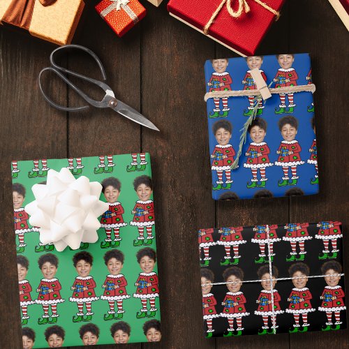 Custom Face Photo Elf Christmas Personalized Photo Wrapping Paper Sheets