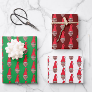Custom Face Photo Elf Face Repeating Pattern Wrapping Paper Sheets