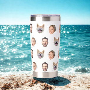 Custom Face Photo Family Gift, 4 Photos Faces Insulated Tumbler