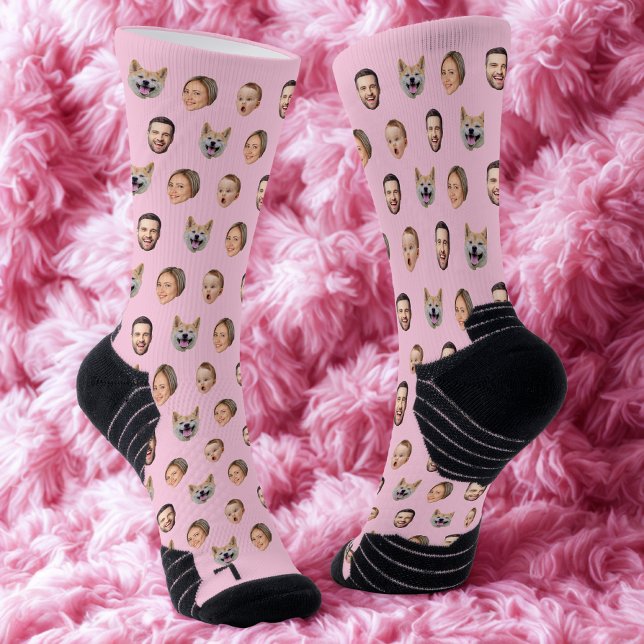 Custom Face Photo Family Gift, 4 Photos Faces Socks (Creator Uploaded)
