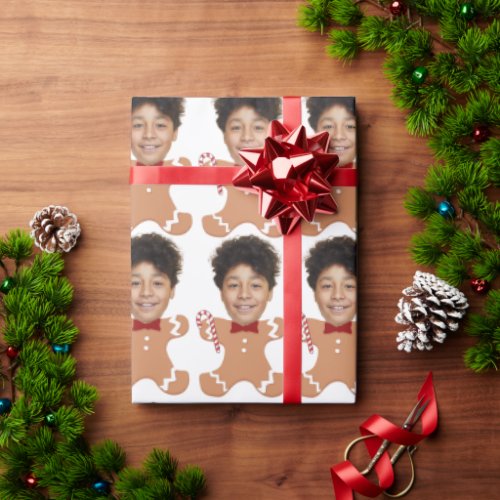 Custom Face Photo Gingerbread personalized Photo Wrapping Paper