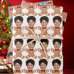 Custom Face Photo Gingerbread personalized Photo Wrapping Paper Sheets