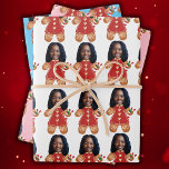 Custom Face Photo Gingerbread Woman Christmas Pink Wrapping Paper Sheets<br><div class="desc">modern Custom Face Photo Gingerbread Woman Christmas, Replace the face of this Gingerbread with your favorite photo (make sure to crop as much to the face as possible and use an app to remove the background) and personalize this funny Christmas Holiday Wrapping Paper with your kid, husband, or boyfriend on...</div>