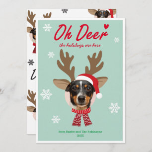 Custom Face Photo Reindeer Christmas Holiday Green