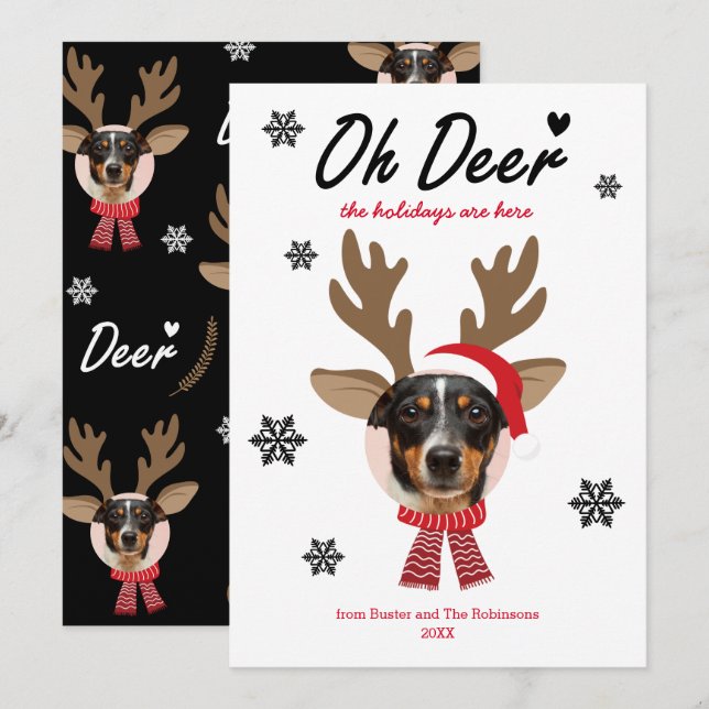 Custom Face Photo Reindeer Christmas Holiday White (Front/Back)