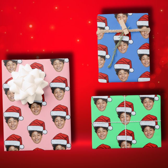 Custom Face Photo Santa Face Wrapping Paper Sheets (Creator Uploaded)