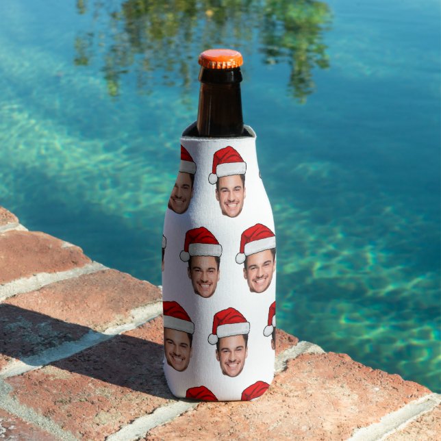 Custom Face Photo Santa Hat Christmas Bottle Cooler (In Situ Pool)