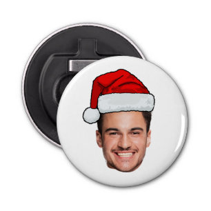 Custom Face Photo Santa Hat Christmas Bottle Opener