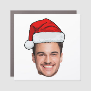 Custom Face Photo Santa Hat Christmas Car Magnet