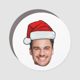 Custom Face Photo Santa Hat Christmas Car Magnet