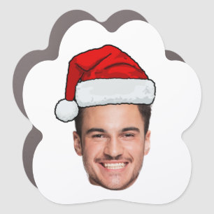 Custom Face Photo Santa Hat Christmas Car Magnet