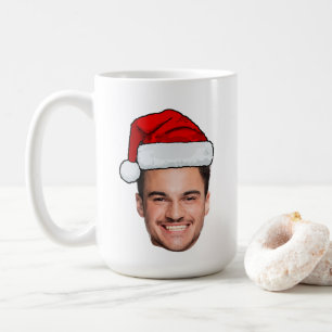 Custom Face Photo Santa Hat Christmas Coffee Mug