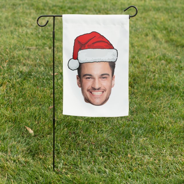 Custom Face Photo Santa Hat Christmas Garden Flag (In SItu)