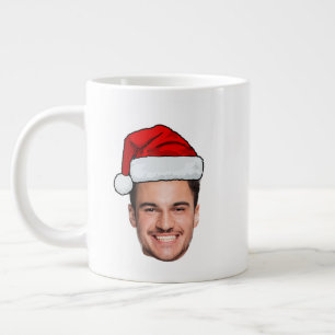 Custom Face Photo Santa Hat Christmas Giant Coffee Mug