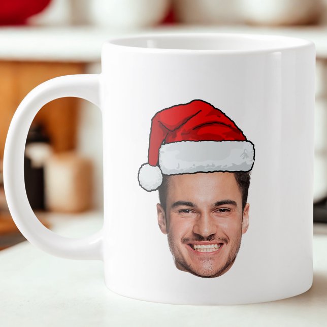 Custom Face Photo Santa Hat Christmas Giant Coffee Mug (Creator Uploaded)