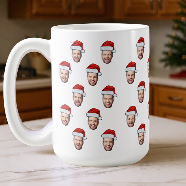 Custom Face Photo Santa Hat Christmas Gift Coffee Mug (Creator Uploaded)