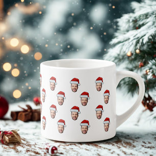 Custom Face Photo Santa Hat Christmas Gift Espresso Cup