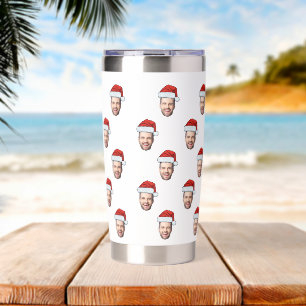 Custom Face Photo Santa Hat Christmas Gift Insulated Tumbler