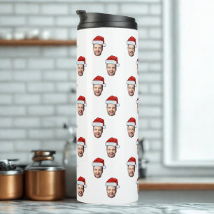 Custom Face Photo Santa Hat Christmas Gift Thermal Tumbler