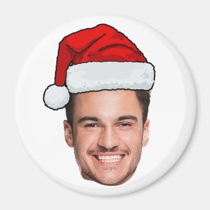 Custom Face Photo Santa Hat Christmas Magnet