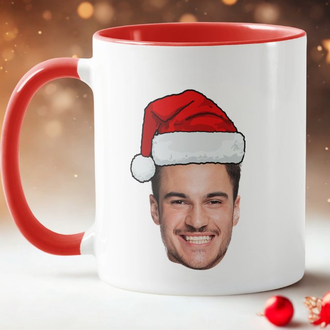 Custom Face Photo Santa Hat Christmas Mug (Creator Uploaded)