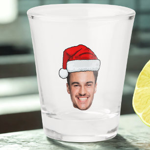 Custom Face Photo Santa Hat Christmas Shot Glass