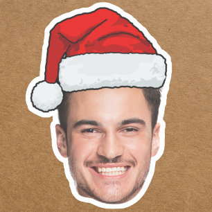 Custom Face Photo Santa Hat Christmas Sticker