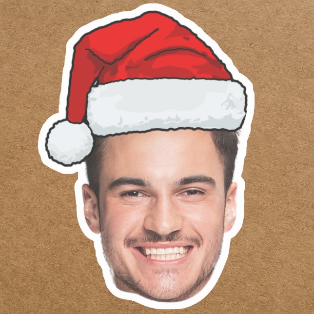Custom Face Photo Santa Hat Christmas Sticker (Creator Uploaded)