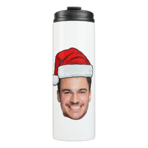 Custom Face Photo Santa Hat Christmas Thermal Tumbler