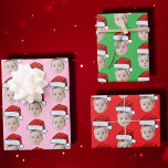 Custom Face Photo Santa Hat Christmas Wrapping Paper Sheets<br><div class="desc">Funny Custom Face Photo Santa Hat Christmas, Replace the face of this baby with your favorite photo (make sure to crop as much to the face as possible and use an app to remove the background) and personalize this funny Christmas Holiday Wrapping Paper with your kid, husband, or boyfriend on...</div>