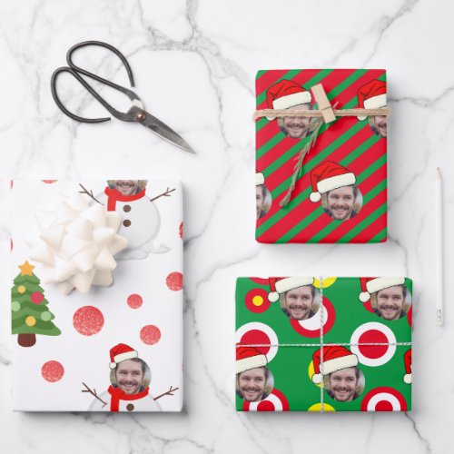 Custom Face Photo Snowman Wrapping Paper Sheets