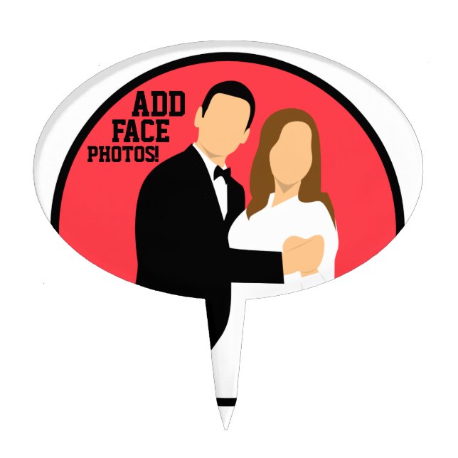 CUSTOM FACE PHOTO WEDDING CAKE TOPPERS (Front)