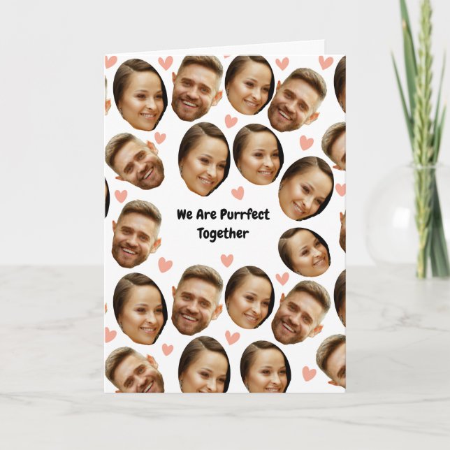 Custom Face Picture Heart Funny Couple Card (Front)