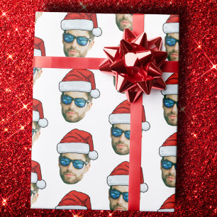 Custom Face Santa Hat Wrapping Paper
