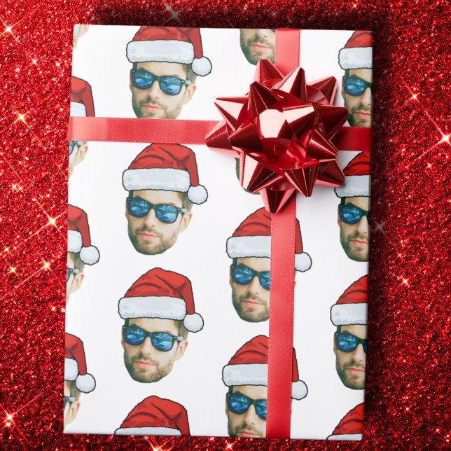 Custom Face Santa Hat  Wrapping Paper (Creator Uploaded)
