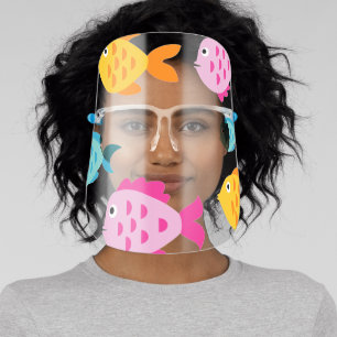 Custom face shield with colorful fish print