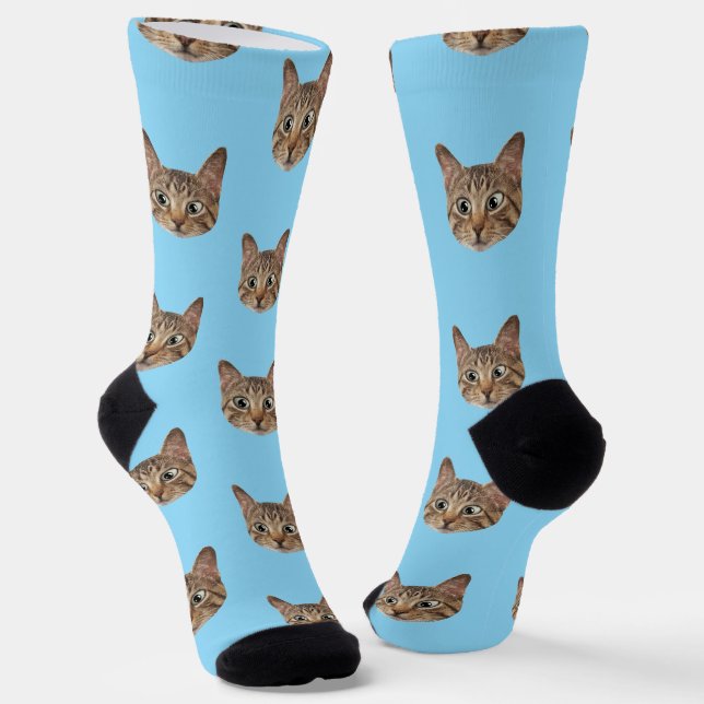 Custom Face Socks Personalized Cat Lovers Socks  (Angled)