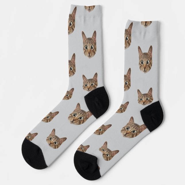 Custom Face Socks Personalized Cat Lovers Socks  (Left)
