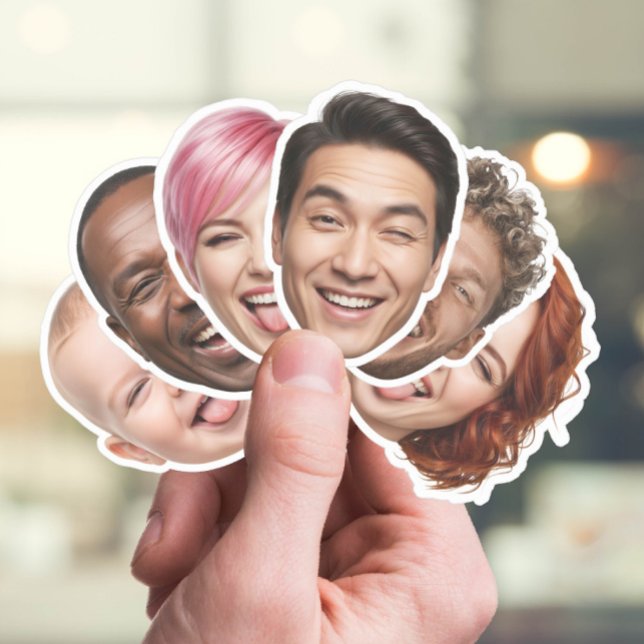 Custom Face Sticker – Personalized 6 Photo Cutouts (Creator Uploaded)