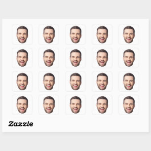 Custom Face Stickers, Personalized Face Photo Square Sticker