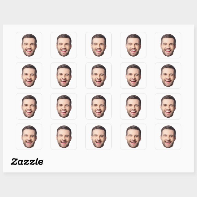 Custom Face Stickers, Personalized Face Photo Square Sticker (Sheet)
