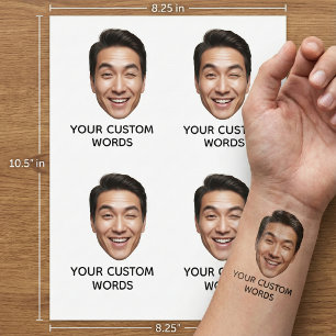 Custom Face Tattoo with Personalized Text Set