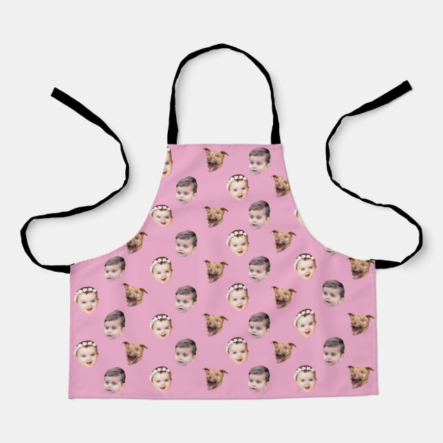Custom Face, Unique Family Gift 3 Photos Face Apron (Front)