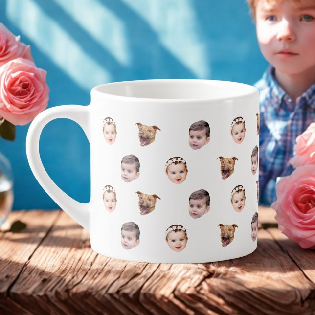 Custom Face, Unique Family Gift 3 Photos Face Espresso Cup (Creator Uploaded)
